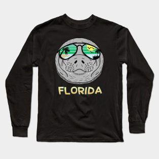 Florida Cool Sunglasses Manatee Long Sleeve T-Shirt